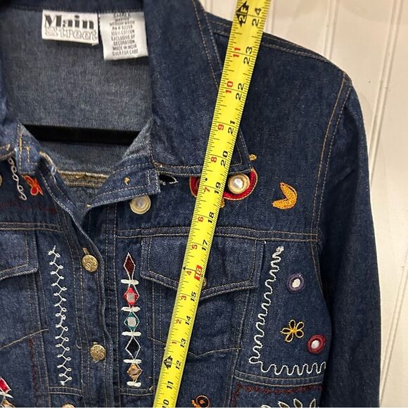 Main Street Vintage Embroidered and Embellished Denim Jacket - Size Small - Picture 5 of 6